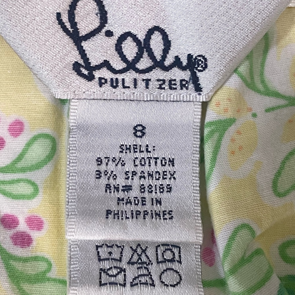 Vtg Lilly Pulitzer Bermuda Shorts Miranda‎ Monkey Lemon Sorbet Sz 8 White Label - Picture 4 of 7